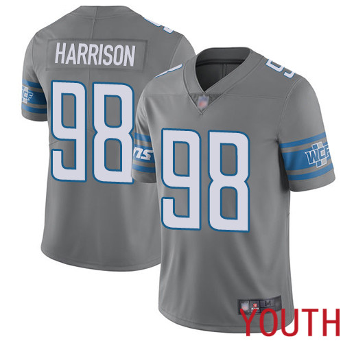 Detroit Lions Limited Steel Youth Damon Harrison Jersey NFL Football #98 Rush Vapor Untouchable->youth nfl jersey->Youth Jersey